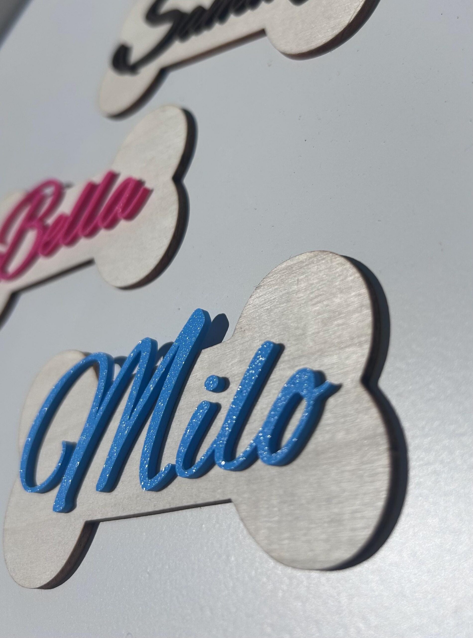 Personalisiertes Hundeschild aus Holz in Knochenform – Bild 3